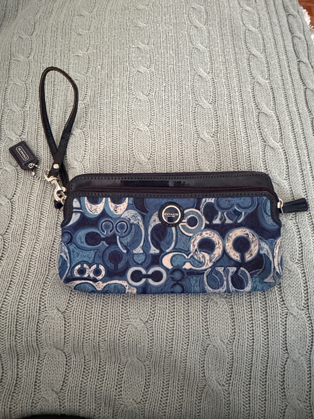 Coach Navy and Black Signature Wristlet